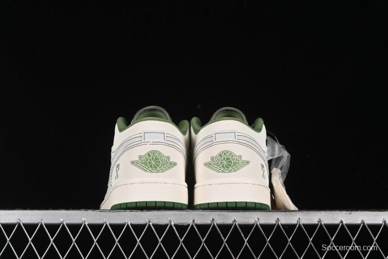 Nike Air Jordan 1 Low OFF-WHITE Collaboration - Retro Basketball Shoes with Beige Green Stitching - CF3688-021