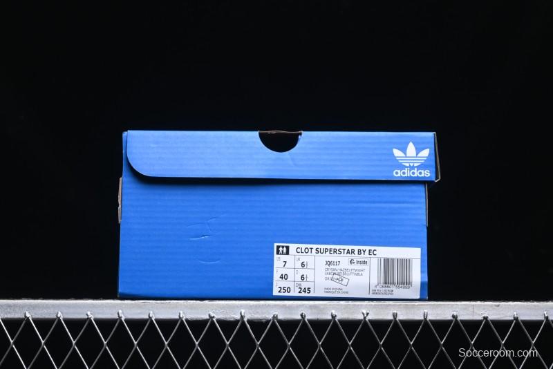Adidas Clot x Superstar JQ6117 Shell Toe Sneakers with Preppy Style and Perforated Design - JQ6117