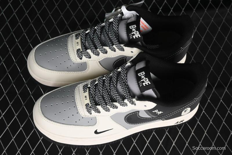 Nike Air Force 1 '07 Low Bape Collaboration - Beige Grey Black Low-Top Casual Sneakers BB6566-209