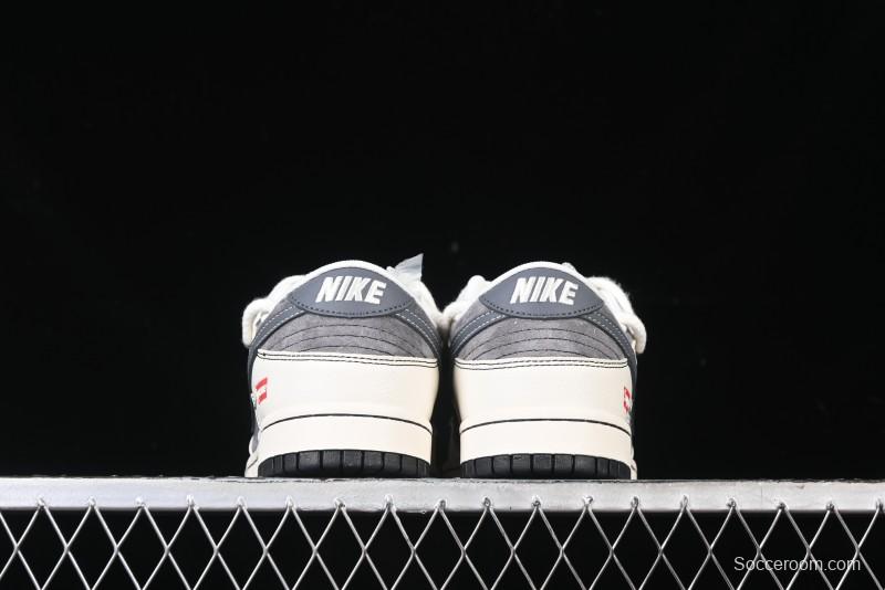Nike SB Dunk Low Supreme Collaboration - Strap Light Gray Hook Anniversary High-End Custom Low-Top Casual Skate Shoes - YX5066-210