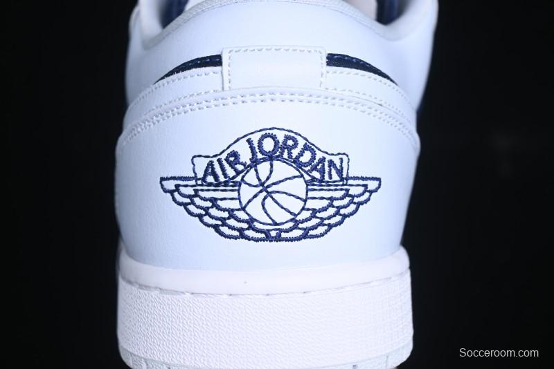Nike Air Jordan 1 Low AJ1 Navy Blue Silk Casual Sneakers - FZ8778-044