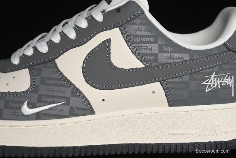 Nike Air Force 1 '07 Low Stussy Collaboration - Light Bone Shadow Low-Top Casual Sneakers - DF0180-008