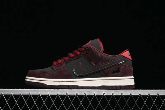 Nike SB Dunk Low Bordeaux Red Skate Shoes Collaboration with Riot Skateshop - FZ1289-200
