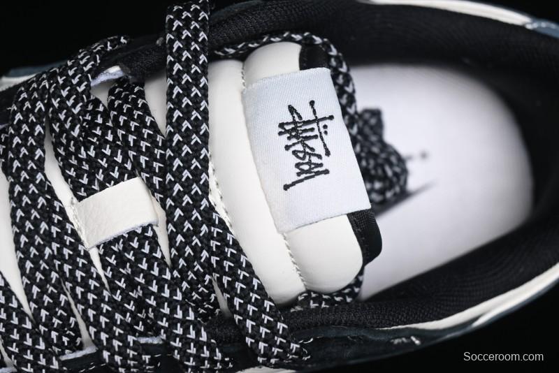 Nike SB Dunk Low Stussy Collaboration - Black White Print Anniversary Custom Low-Top Casual Sneakers - XX3168-212