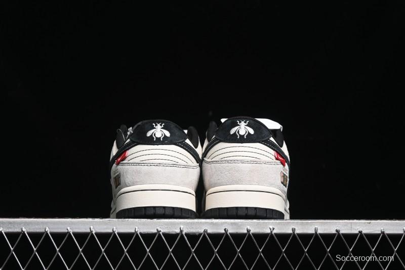 Nike SB Dunk Low Gucci Collaboration - Bumblebee Series Grey Black Hook Anniversary High-End Custom Low-Top Casual Skate Shoes - MM1089-029