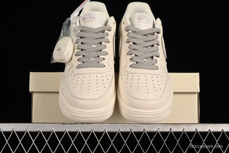 Nike Air Force 1 '07 Low Classic Grey Silver Swoosh Starry Sneakers - MJ0319-023