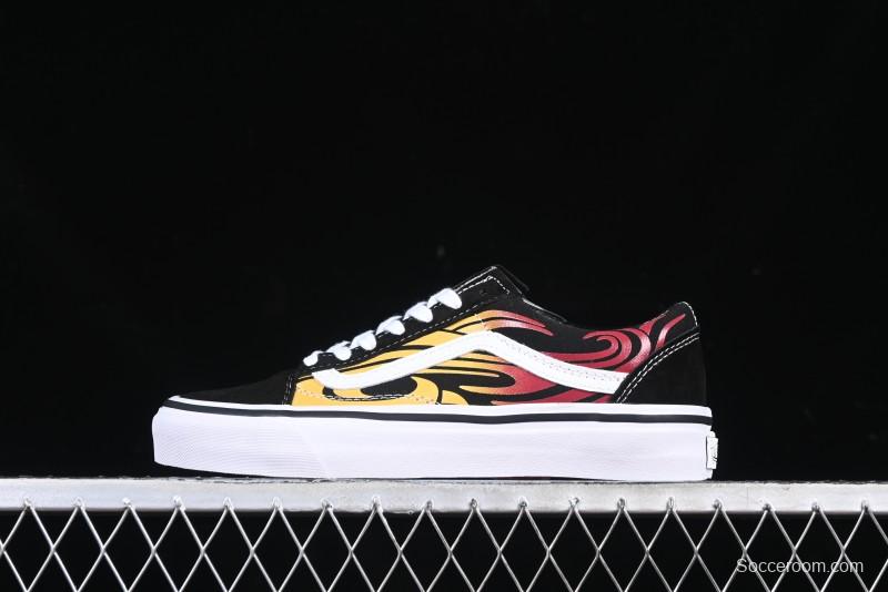 Vans Old Skool Flame Red Low-Top Casual Skate Shoes - VN000CQDBA5
