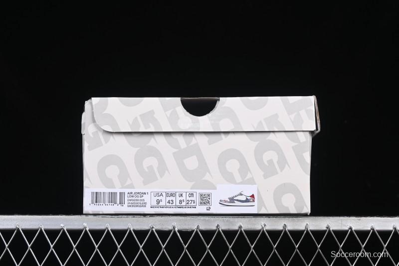 Nike Travis Scott x Fragment Design x Air Jordan 1 Low OG SP AJ1 CDG White Grey Low Top Casual Sneakers - DM9288-005