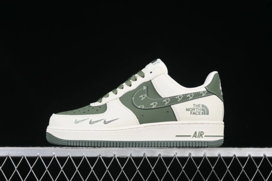Nike Air Force 1 '07 Low The North Face Collaboration Beige Green Mini Swoosh Casual Sneakers - KK1988-043