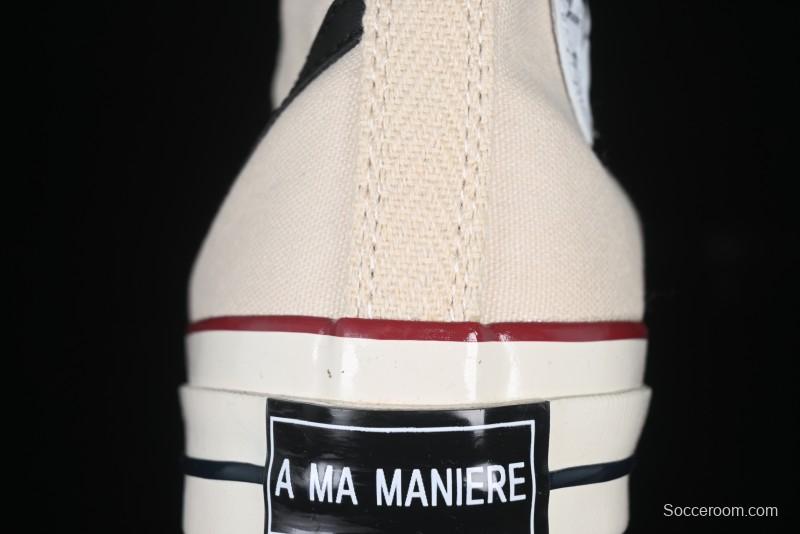 A Ma Maniere x Nike x Converse Chuck 70 High Top Sneakers with Leather and Velvet Swoosh Logo - A13388C