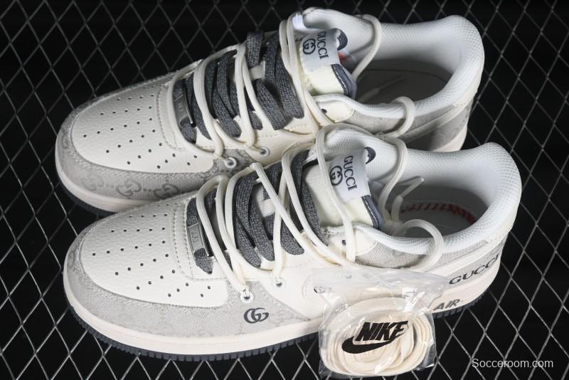 Nike Air Force 1 '07 Low Gucci Collaboration Smoke Gray Drawstring Casual Sneakers - SJ1198-105