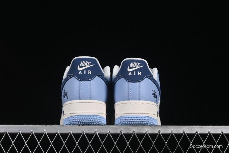 Nike Air Force 1 '07 Low Stussy Collaboration Dual-Tone Sky Blue Low-Top Casual Sneakers - XS1958-516