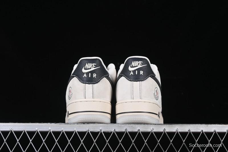 Nike Air Force 1 '07 Low Moncler Collaboration - Black Lychee Grain Pigskin Low-Top Casual Sneakers - CH6336-514