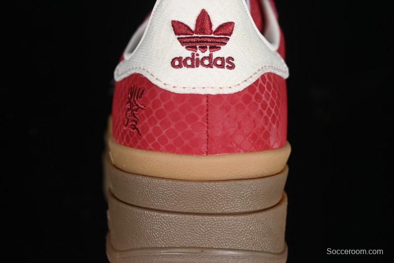 Adidas Originals Gazelle Bold JQ5977 Snake Year Limited Edition Low-Top Sneakers with Anti-Slip and Wear-Resistant Thick Sole