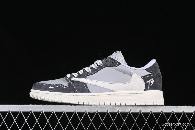 Nike Travis Scott x Fragment Design x Air Jordan 1 Low OG SP AJ1 Retro Sneakers in Traffic Grey - CF3688-055