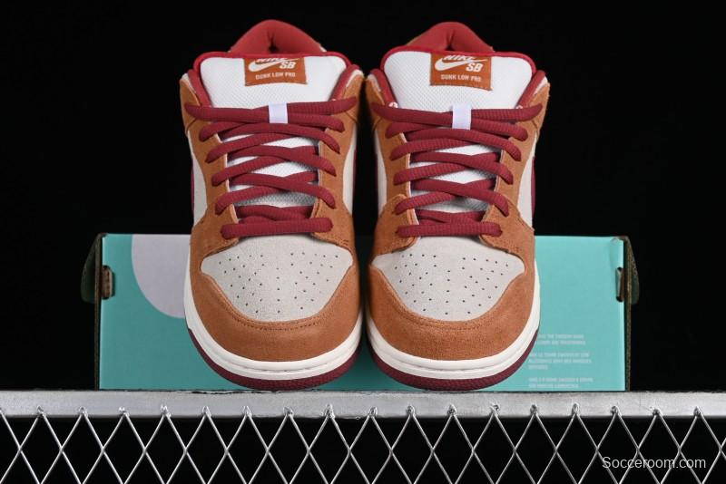 Nike SB Dunk Low Pro Brown Red Colorway SB Low Top Casual Skate Shoes - BQ6817-202