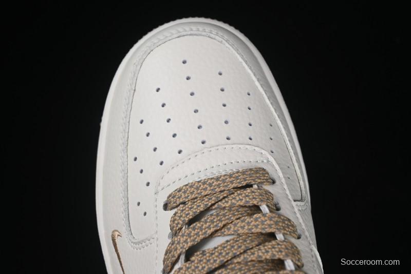 Nike Air Force 1 '07 Low QR Code Metallic Gold Star Sneakers Low-Top Casual Shoes - CU1836-965