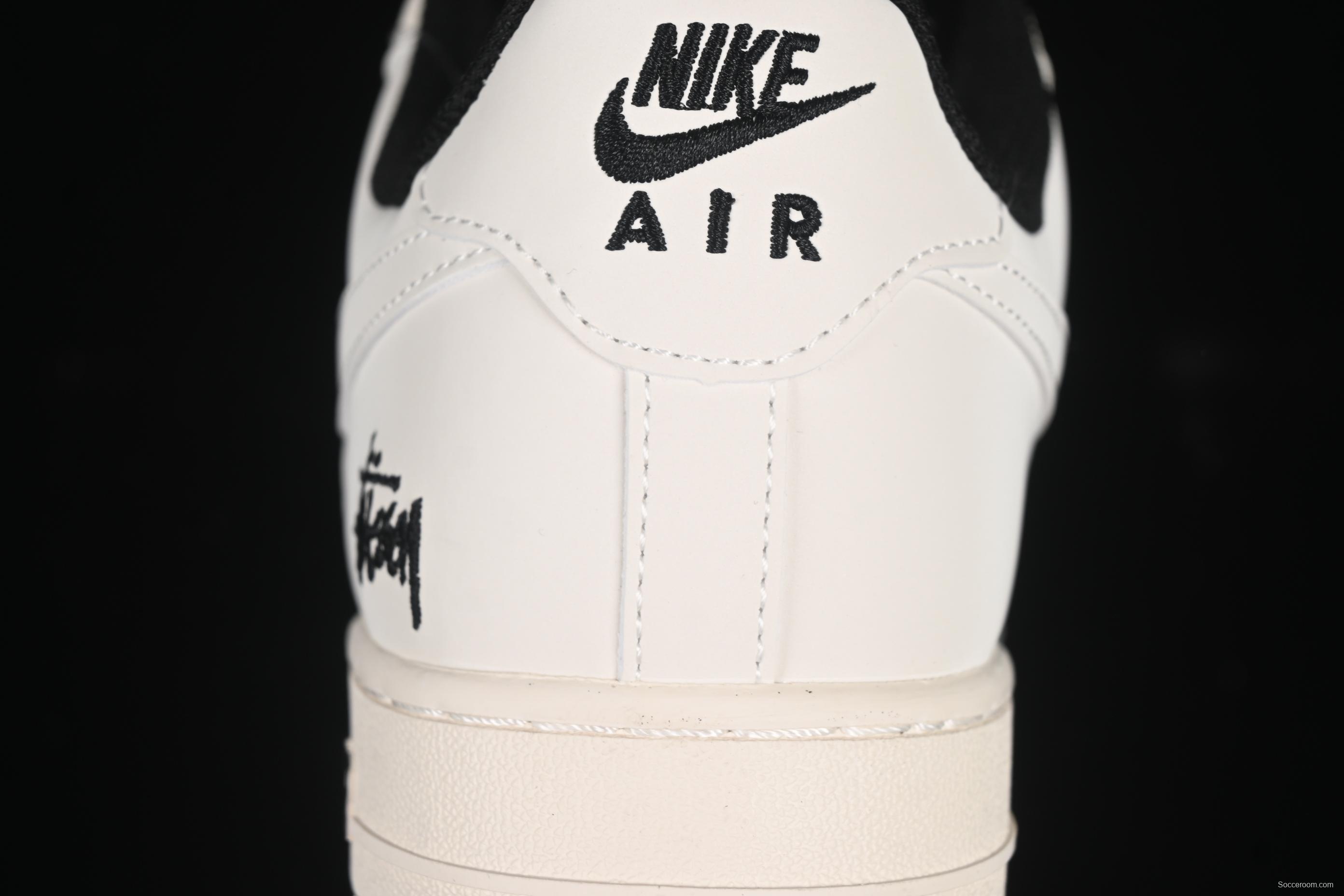 Nike Air Force 1 '07 Low Stussy Collaboration Small Double Swoosh Black Sole Low-Top Casual Sneakers - XZ6188-713