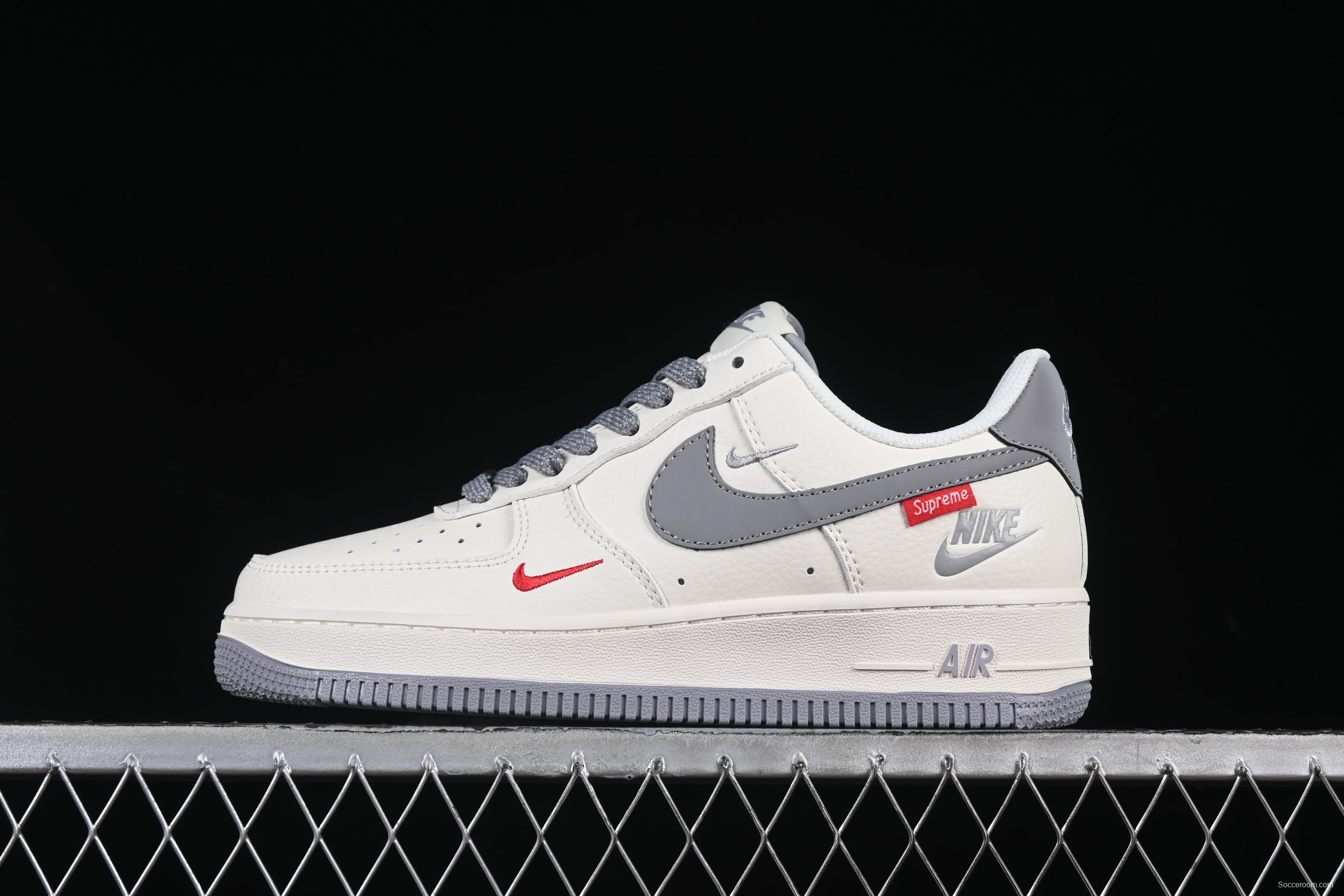 Nike Air Force 1 '07 Low Supreme Collaboration Casual Sneakers with Red Swoosh - HH7518-039