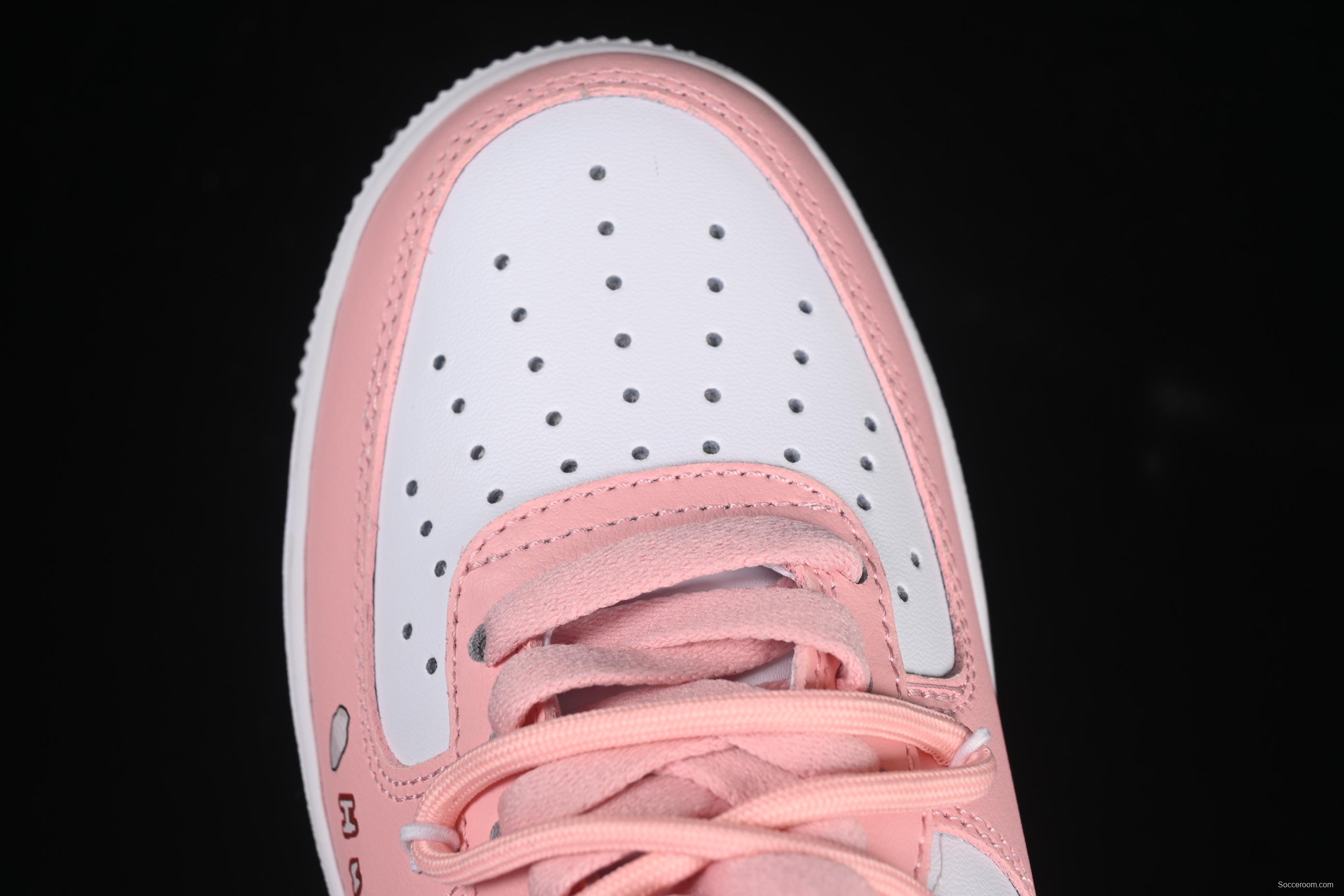 Nike Air Force 1'07 Low Pink Lover Casual Sneakers with Cartoon Patterns - YY2023-762