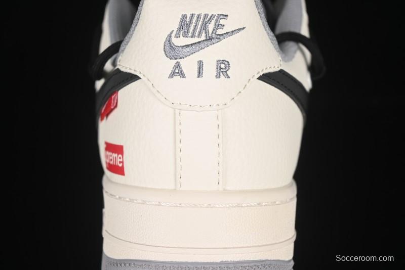 Nike Air Force 1 '07 Low Supreme Collaboration Dual-Tone Grey Black Drawstring Casual Sneakers - DM6868-069