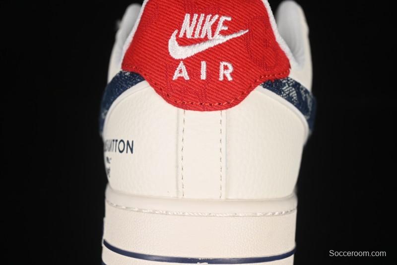 Nike Air Force 1'07 Low LV Collaboration Blue Denim Swoosh Casual Sneakers - XX3168-128