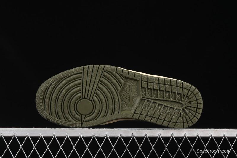 Nike Air Jordan 1 Low AJ1 Military Green White Casual Lifestyle Sneakers - DC0774-122