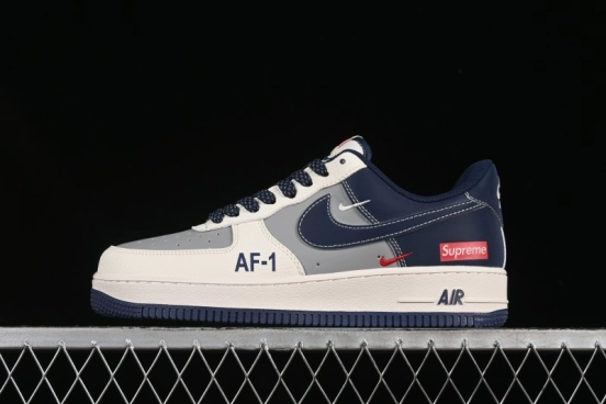 Nike Air Force 1 '07 Low Supreme Collaboration Grey Blue Casual Sneakers - HH7518-054