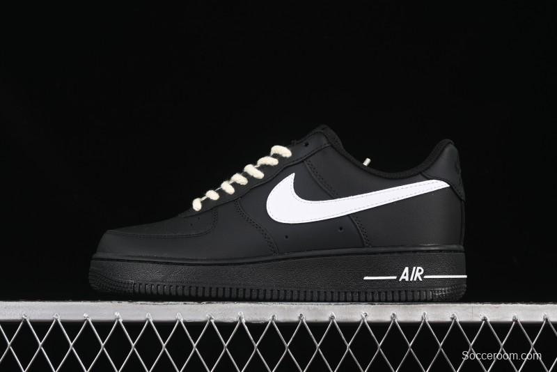 Nike Air Force 1 '07 Low Casual Sneakers in Black & White with Hemp Rope Detailing - ZH0316-073