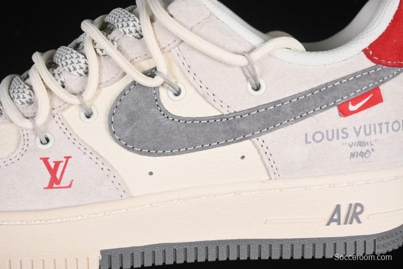 Nike Air Force 1 '07 Low LV Collaboration Two-Tone Red Heel Drawstring Casual Sneakers - DM6868-084