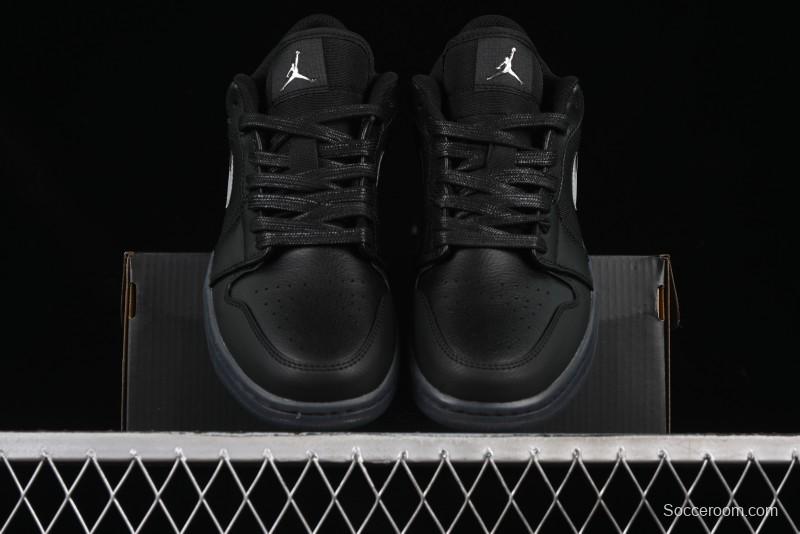 Nike Air Jordan 1 Low AJ1 Basketball Shoes Black White Canvas Leather Panel - HV5968-001