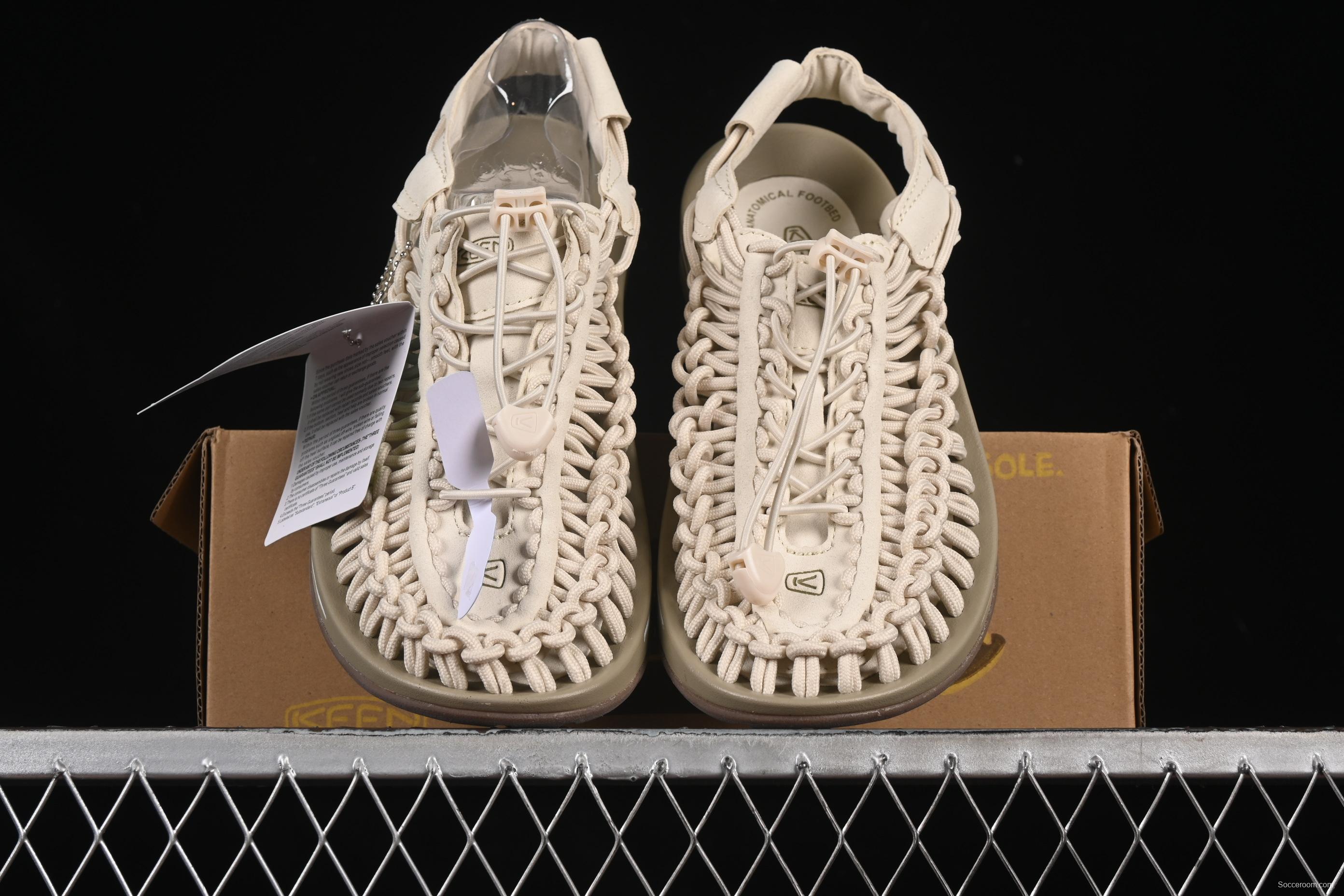 Keen Uneek Flat-M Woven Stretch Outdoor Water Sports Sandals - 1025169 WHITE CAP