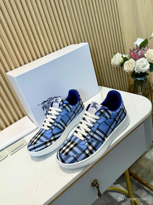 2024 Men Burberry Blue Black White Cotton Casual Shoes MJ00320