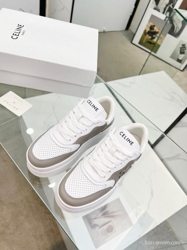2025 Women CELINE White Grey Leather Sneakers