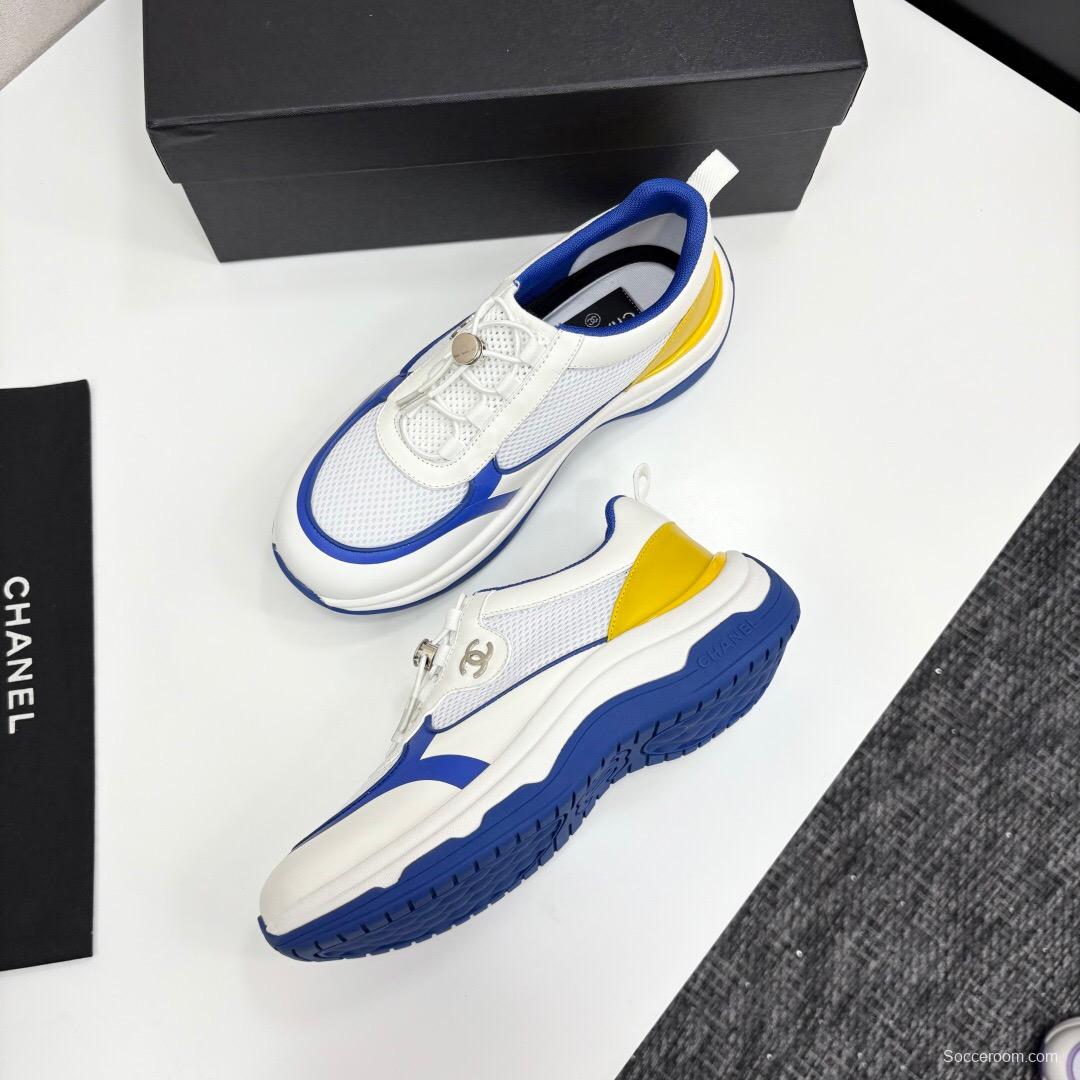 2025 Unisex Chanel White Blue Yellow Silk Leather Casual Sneakers Sports Shoes