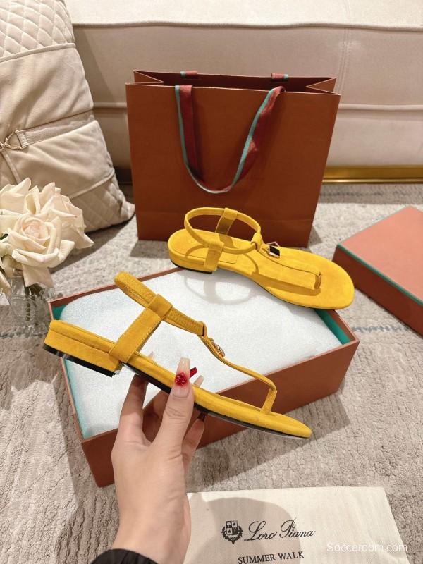 2025 Women LP Yellow Suede Sandals LY00250