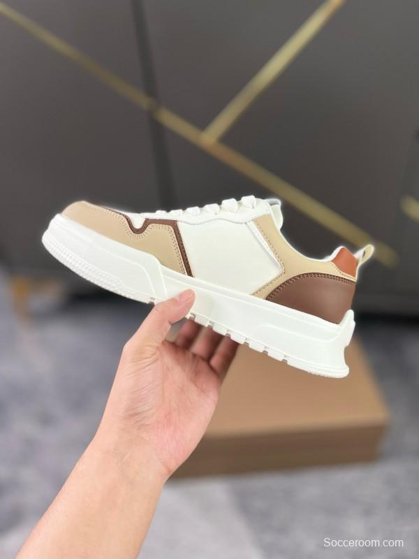 2024 Women Burberry White Beige Leather Sneakers MJ00251