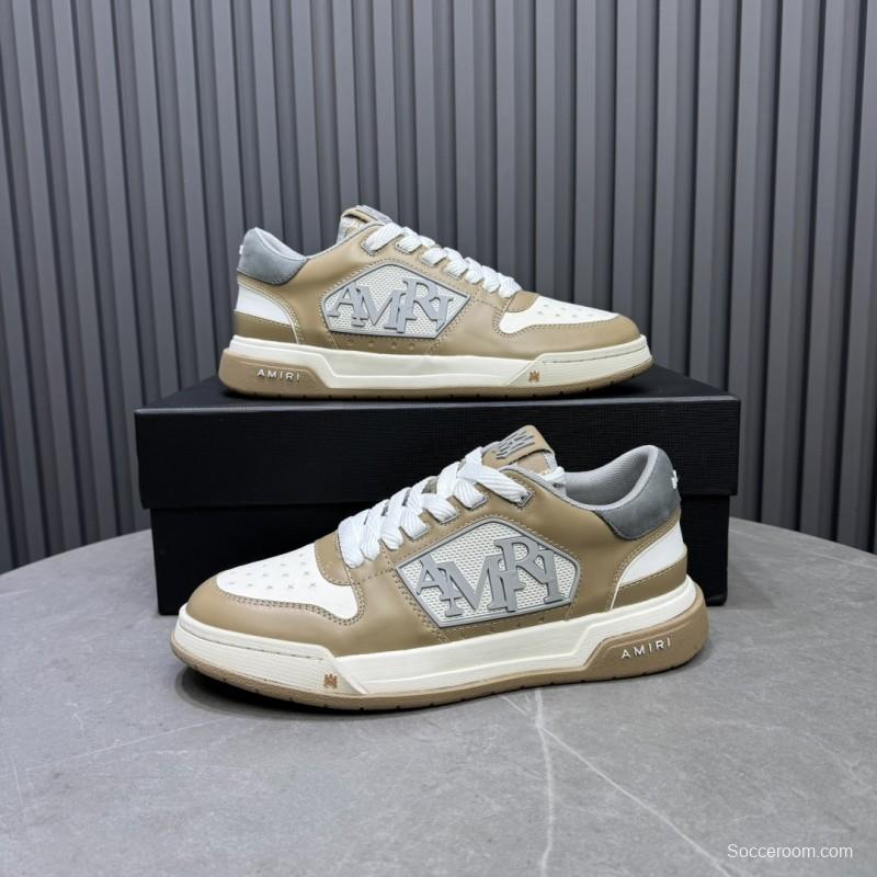2025 Unisex Amiri Beige White Leather Sneakers MJ00360