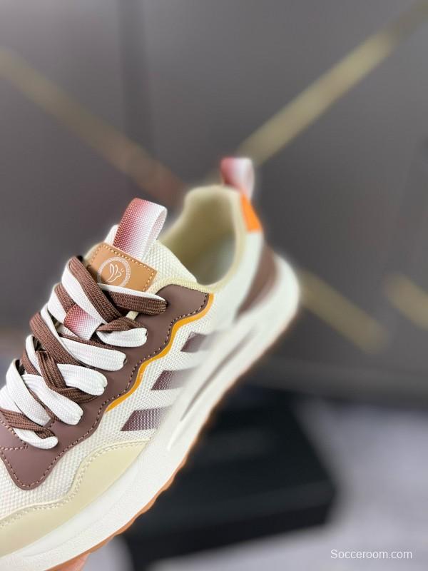 2024 Unisex Armani Beige Brown Pink Leather Mesh Casual Shoes MJ00230