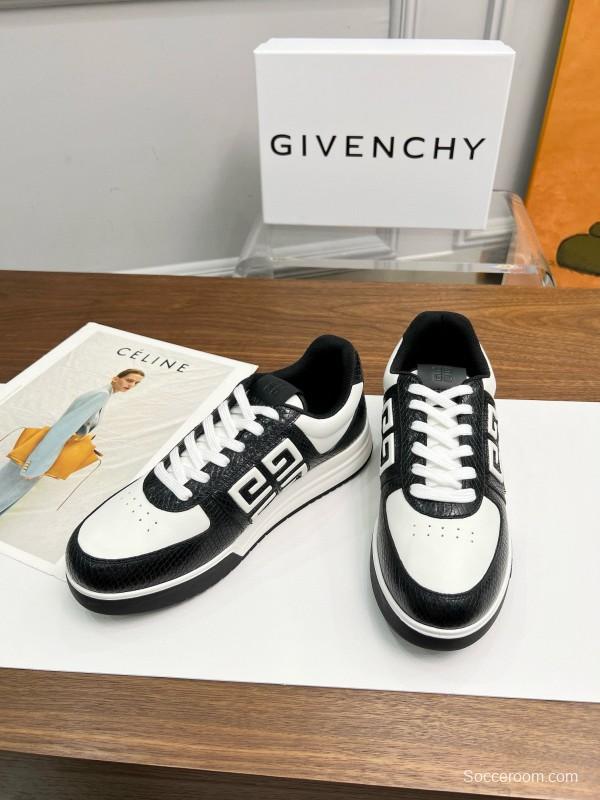 2024 Unisex Givenchy Black White Leather Sneakers