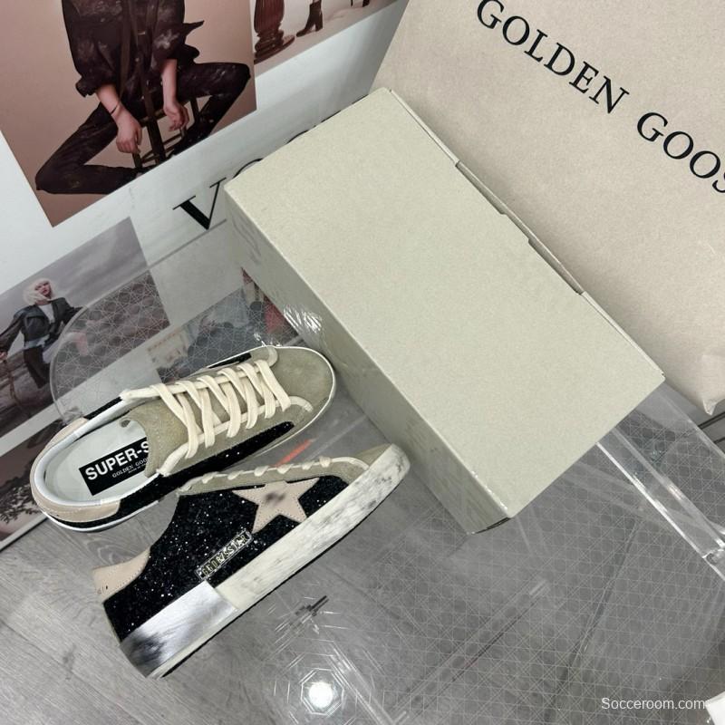 2025 Women GGDB Black Glitter Suede Leather Sneakers MJ00260