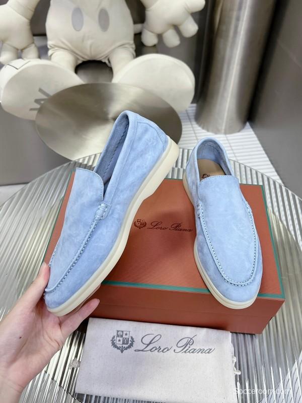 2025 Women LP Light Blue Suede Loafers LY00260
