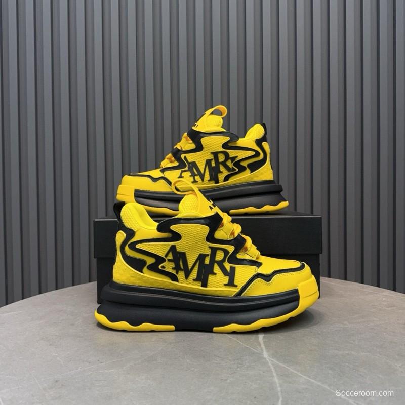 2024 Unisex Amiri Yellow Black Leather Sneakers MJ00410