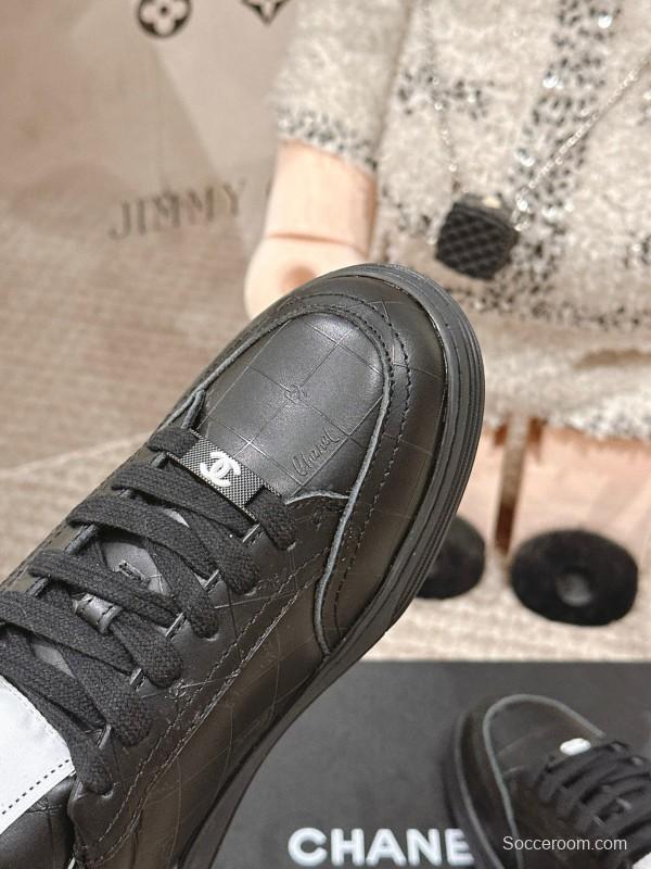 2025 Women Chanel Black Leather Sneakers