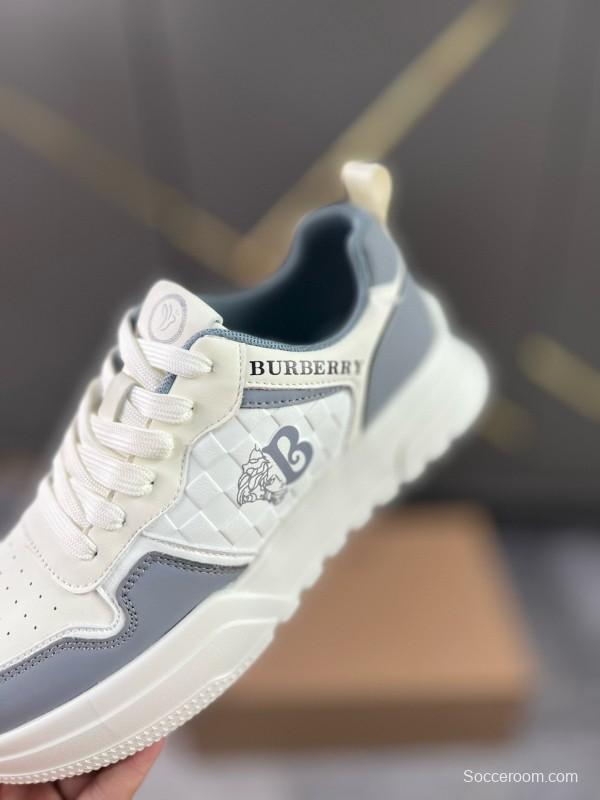 2024 Unisex Burberry White Grey Leather Casual Shoes MJ00251