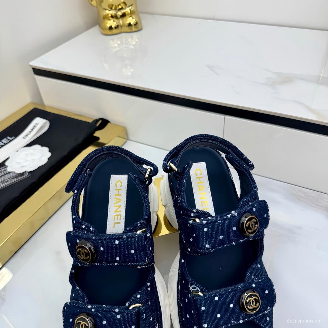 2025 Women Chanel Navy Denim Sandal Sneakers LY00330