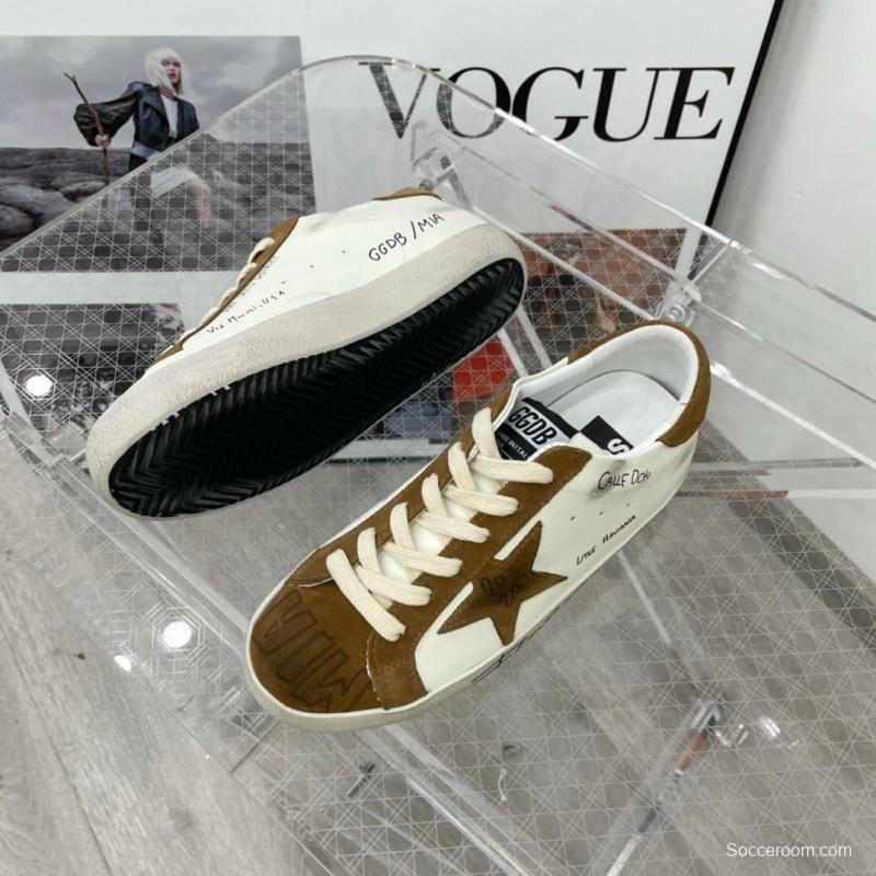 2025 Unisex GGDB White Brown Calf Leather Sneakers