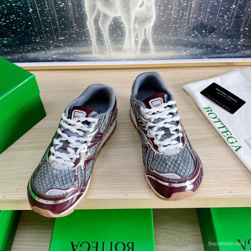 2025 Unisex Bottega Veneta BV Orbit Grey Brown Mesh Runner Sneakers LY00310