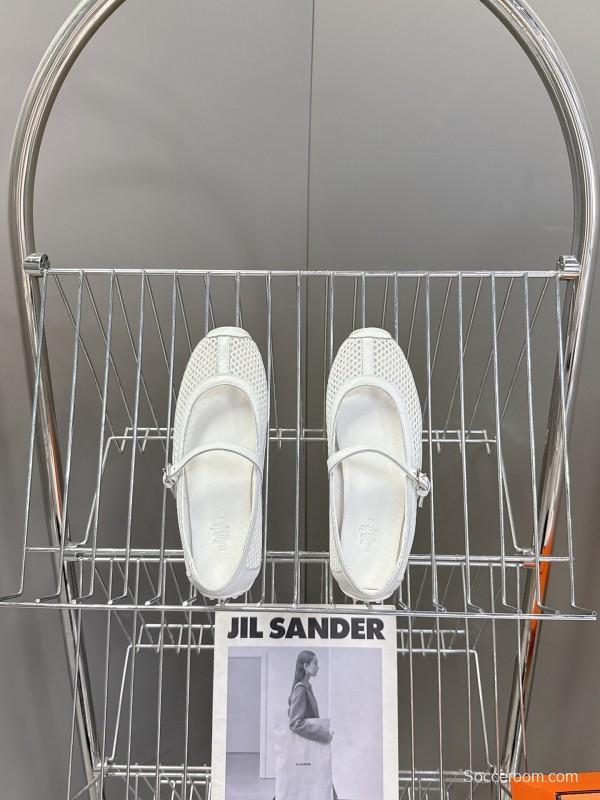 2025 Women Hermès White Leather Mesh Mary Jane KFY00250