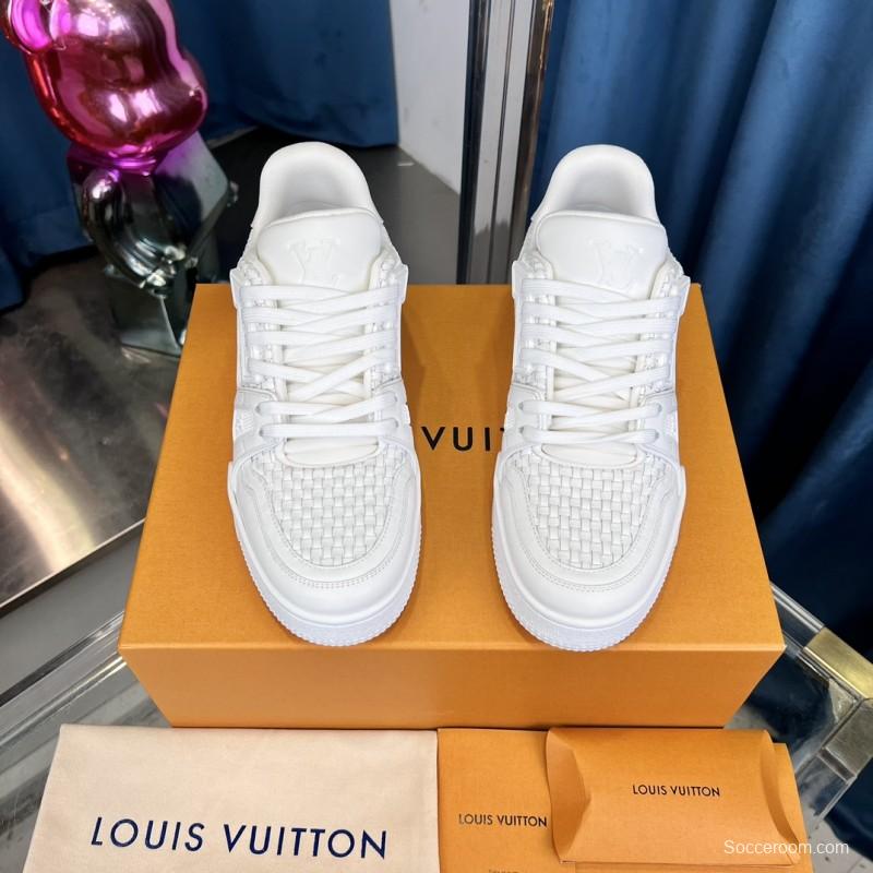 2025 Men Louis Vuitton White Leather Trainer